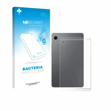 Front side of a product packaging with the brand logo upscreen. Next to it is the device Samsung Galaxy Tab A11 8.7