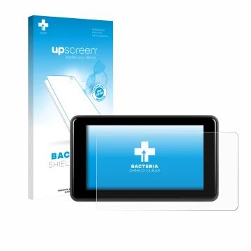 Front side of a product packaging with the brand logo upscreen. Next to it is the device Vechtel Motorrad Carplay 5