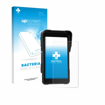 Front side of a product packaging with the brand logo upscreen. Next to it is the device CAMECHO Motorrad Carplay 5