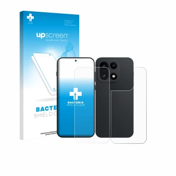 Front side of a product packaging with the brand logo upscreen. Next to it is the device OnePlus 15 (Front+Back) shown with th