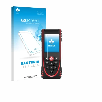 Front side of a product packaging with the brand logo upscreen. Next to it is the device Leica DISTO X3 shown with the corresp