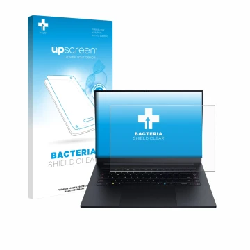 Front side of a product packaging with the brand logo upscreen. Next to it is the device Razer Blade 16 2025 shown with the co