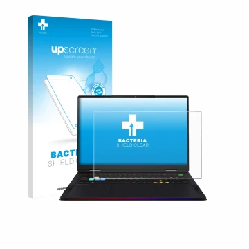 Front side of a product packaging with the brand logo upscreen. Next to it is the device MSI Raider A18 HX shown with the corr