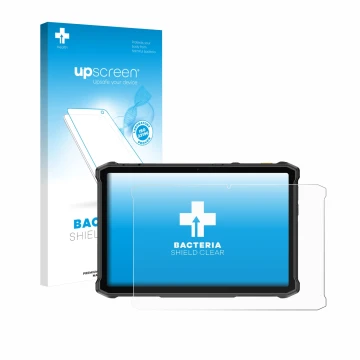 Front side of a product packaging with the brand logo upscreen. Next to it is the device Ulefone Armor Pad 5 Pro shown with th