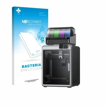 Front side of a product packaging with the brand logo upscreen. Next to it is the device Creality K2 shown with the correspond