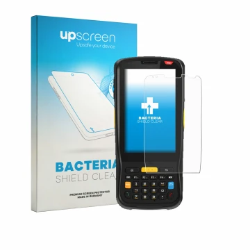 Front side of a product packaging with the brand logo upscreen. Next to it is the device Newland MT65 Beluga V shown with the 