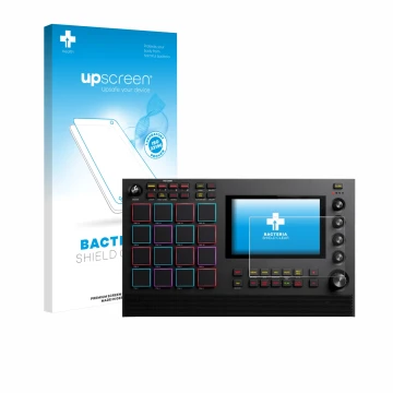 Front side of a product packaging with the brand logo upscreen. Next to it is the device Akai MPC Live III shown with the corr