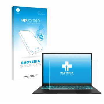 Front side of a product packaging with the brand logo upscreen. Next to it is the device ASUS V16 V3607 shown with the corresp