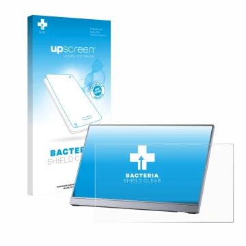 Front side of a product packaging with the brand logo upscreen. Next to it is the device Arzopa Z3FC 16.1