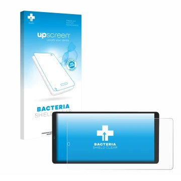 Front side of a product packaging with the brand logo upscreen. Next to it is the device Shelly Wall Display X2 shown with the
