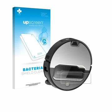 Front side of a product packaging with the brand logo upscreen. Next to it is the device Roborock Saros Z70 shown with the cor