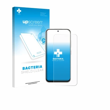 Front side of a product packaging with the brand logo upscreen. Next to it is the device Nubia V80 Pro shown with the correspo