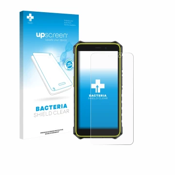 Front side of a product packaging with the brand logo upscreen. Next to it is the device Ulefone RugKing 2 Pro shown with the 