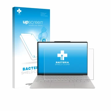 Front side of a product packaging with the brand logo upscreen. Next to it is the device Lenovo Yoga Slim 7i Ultra Gen 11 Aura