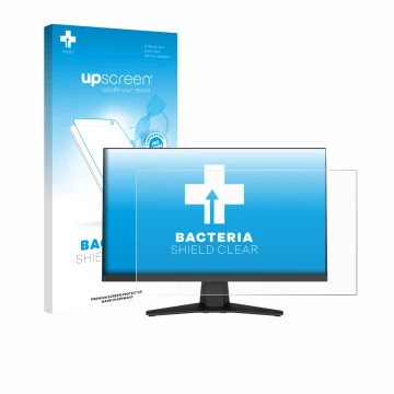 Front side of a product packaging with the brand logo upscreen. Next to it is the device MSI MAG 244F shown with the correspon