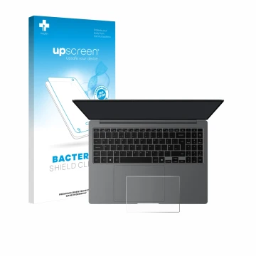 Front side of a product packaging with the brand logo upscreen. Next to it is the device Samsung Galaxy Book5 Pro 16