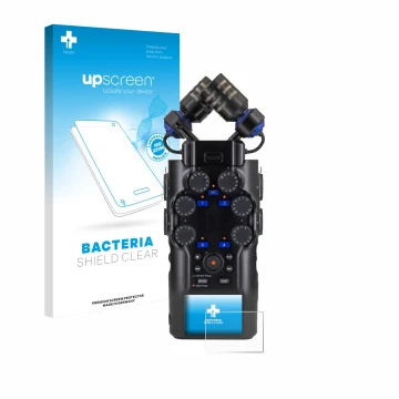 Front side of a product packaging with the brand logo upscreen. Next to it is the device Zoom H6 studio shown with the corresp