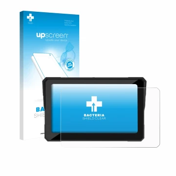 Front side of a product packaging with the brand logo upscreen. Next to it is the device Carpuride W702 Plus 7