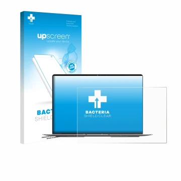 Front side of a product packaging with the brand logo upscreen. Next to it is the device Geekom GeekBook X14 Pro shown with th