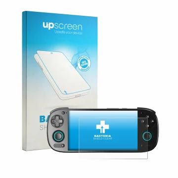Front side of a product packaging with the brand logo upscreen. Next to it is the device Retroid Pocket 5 shown with the corre