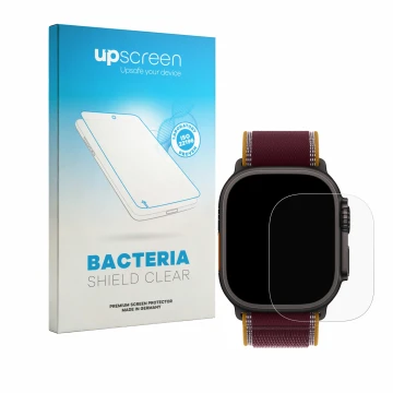 Front side of a product packaging with the brand logo upscreen. Next to it is the device Apple Watch Ultra 4 (49 mm) shown wit