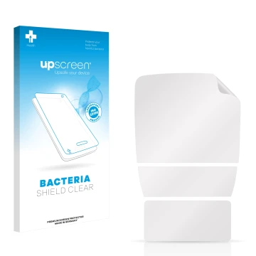 Front side of a product packaging with the brand logo upscreen. Next to it is the corresponding screen protector.