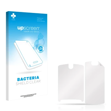 Front side of a product packaging with the brand logo upscreen. Next to it is the corresponding screen protector.