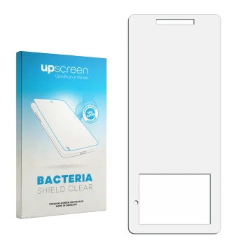 Front side of a product packaging with the brand logo upscreen. Next to it is the corresponding screen protector.