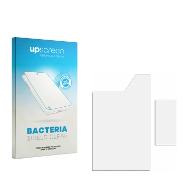 Front side of a product packaging with the brand logo upscreen. Next to it is the corresponding screen protector.