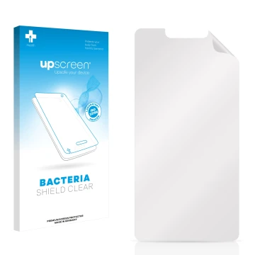 Front side of a product packaging with the brand logo upscreen. Next to it is the corresponding screen protector.