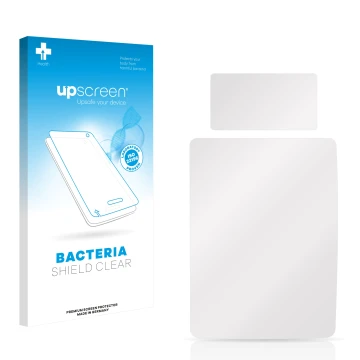 Front side of a product packaging with the brand logo upscreen. Next to it is the corresponding screen protector.