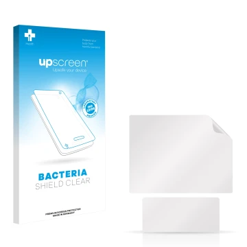 Front side of a product packaging with the brand logo upscreen. Next to it is the corresponding screen protector.