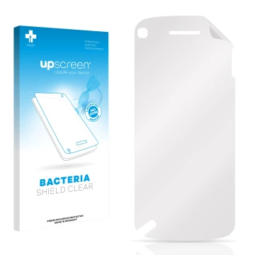 Front side of a product packaging with the brand logo upscreen. Next to it is the corresponding screen protector.