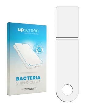 Front side of a product packaging with the brand logo upscreen. Next to it is the corresponding screen protector.