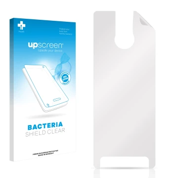 Front side of a product packaging with the brand logo upscreen. Next to it is the corresponding screen protector.