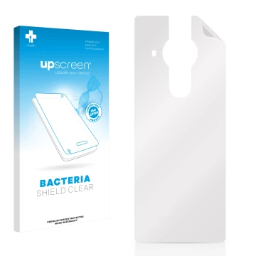 Front side of a product packaging with the brand logo upscreen. Next to it is the corresponding screen protector.