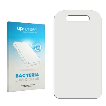 Front side of a product packaging with the brand logo upscreen. Next to it is the corresponding screen protector.