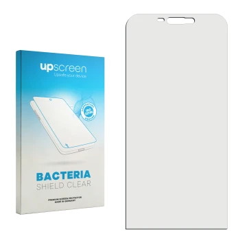 Front side of a product packaging with the brand logo upscreen. Next to it is the corresponding screen protector.