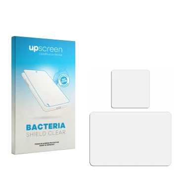 Front side of a product packaging with the brand logo upscreen. Next to it is the corresponding screen protector.