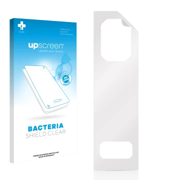 Front side of a product packaging with the brand logo upscreen. Next to it is the corresponding screen protector.