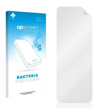 Front side of a product packaging with the brand logo upscreen. Next to it is the corresponding screen protector.