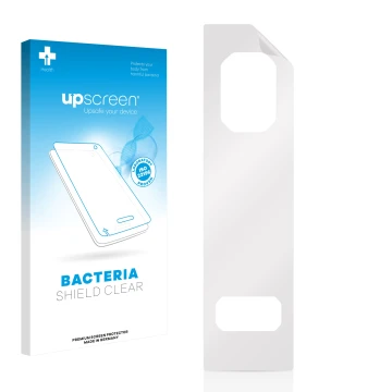 Front side of a product packaging with the brand logo upscreen. Next to it is the corresponding screen protector.