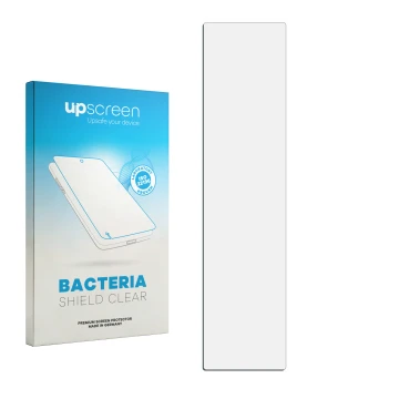 Front side of a product packaging with the brand logo upscreen. Next to it is the corresponding screen protector.