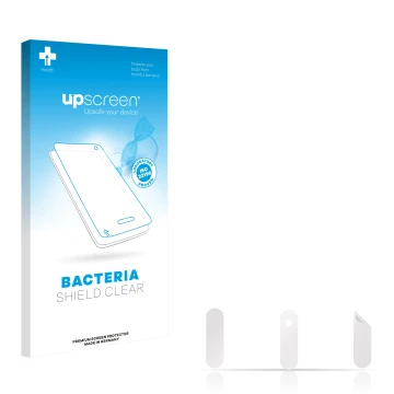 Front side of a product packaging with the brand logo upscreen. Next to it is the corresponding screen protector.