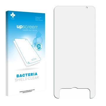 Front side of a product packaging with the brand logo upscreen. Next to it is the corresponding screen protector.