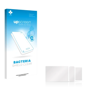 Front side of a product packaging with the brand logo upscreen. Next to it is the corresponding screen protector.