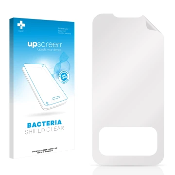Front side of a product packaging with the brand logo upscreen. Next to it is the corresponding screen protector.