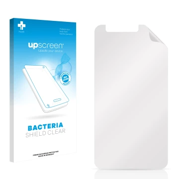 Front side of a product packaging with the brand logo upscreen. Next to it is the corresponding screen protector.
