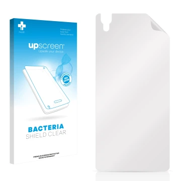 Front side of a product packaging with the brand logo upscreen. Next to it is the corresponding screen protector.