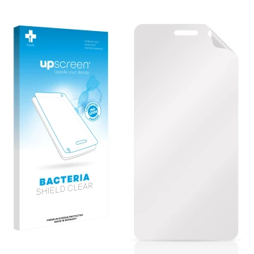 Front side of a product packaging with the brand logo upscreen. Next to it is the corresponding screen protector.